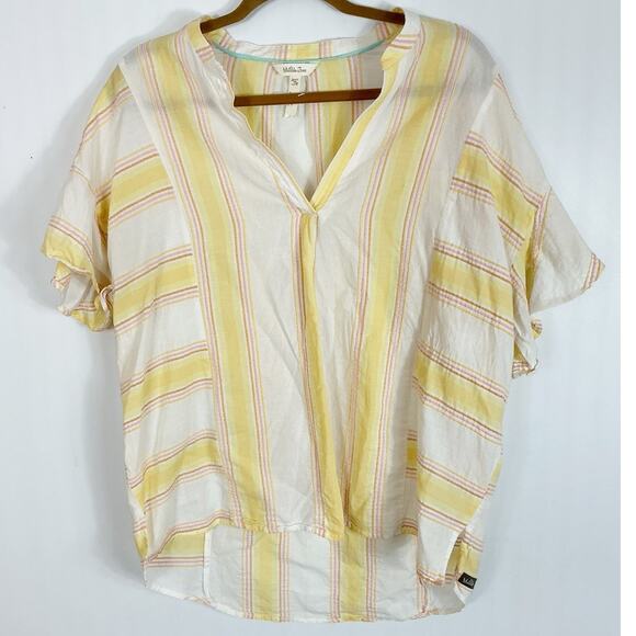 Matilda Jane Womens Striped Summer Picnic Top Yellow White Medium - Picture 2 of 6